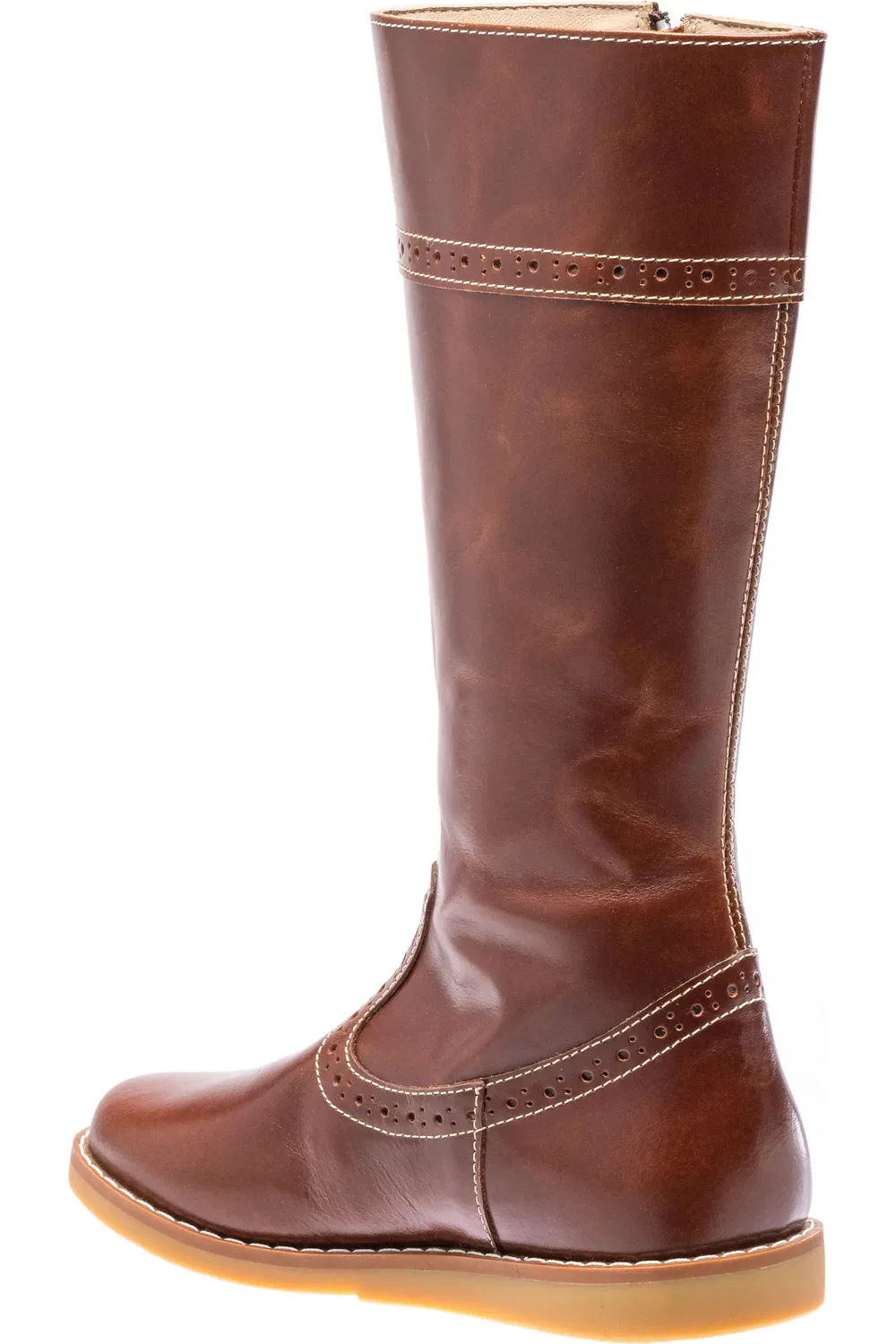 Детские ботинки кожаные с брогированием Riding Boot Elephantito, коричневый — фото 2