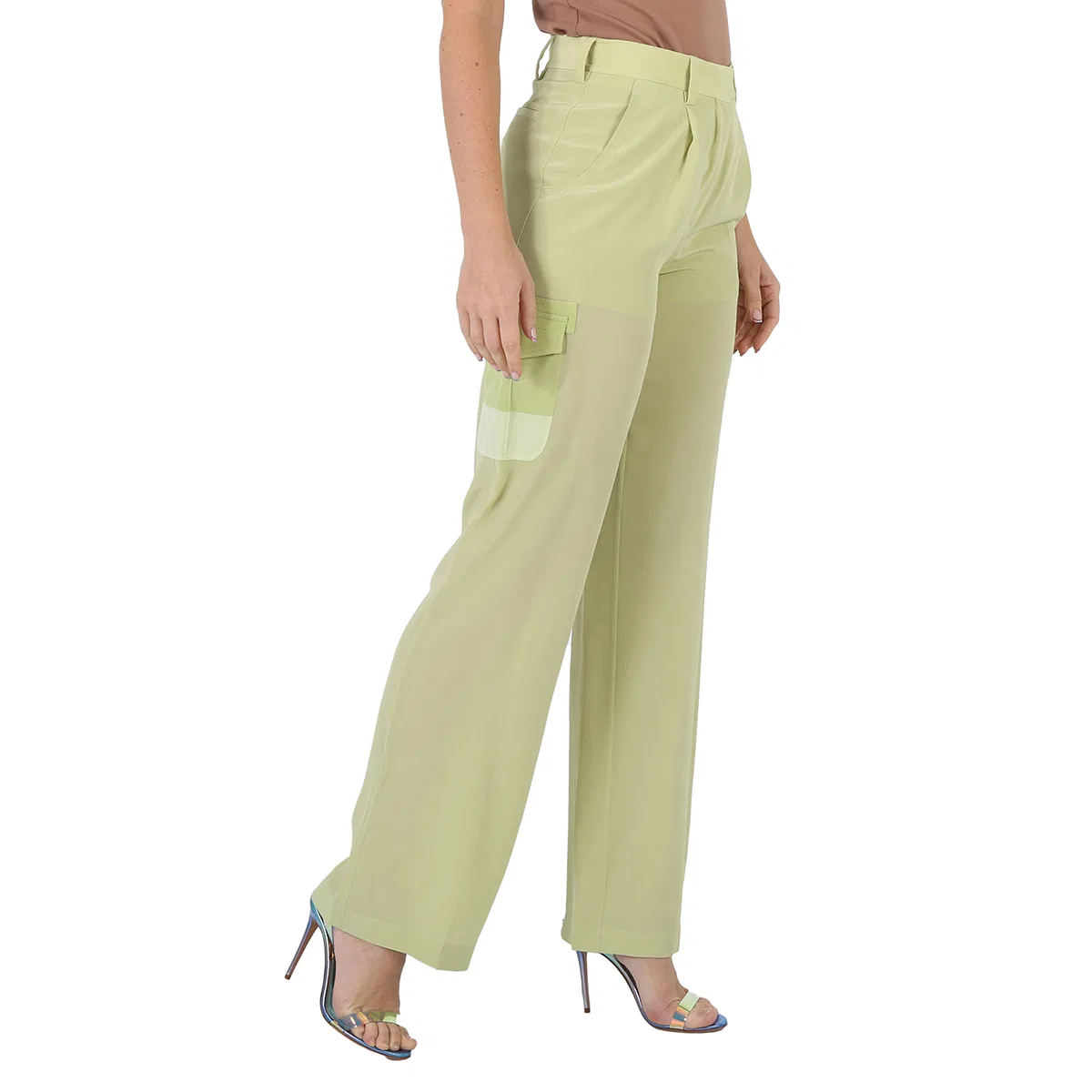 Брюки карго из шелка Nell Mid-Rise Burberry, Mist Green — фото 2