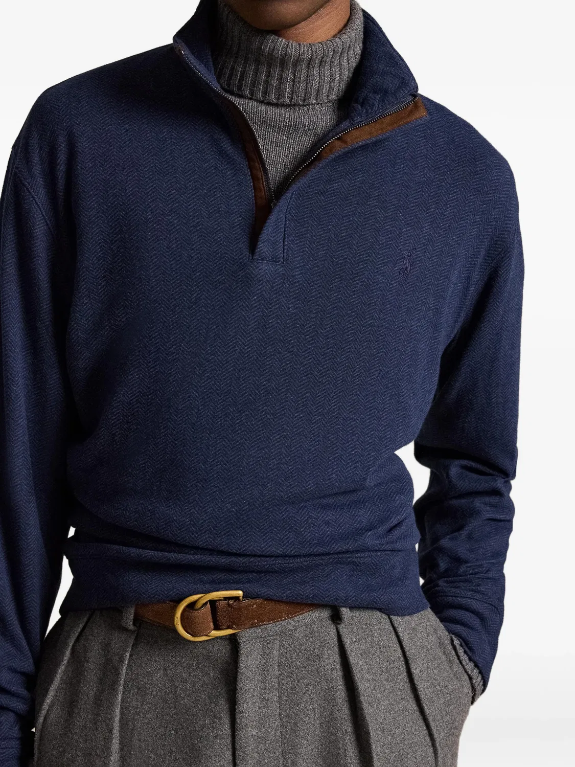 Polo Ralph Lauren Свитер с узором елочка, синий — фото 2