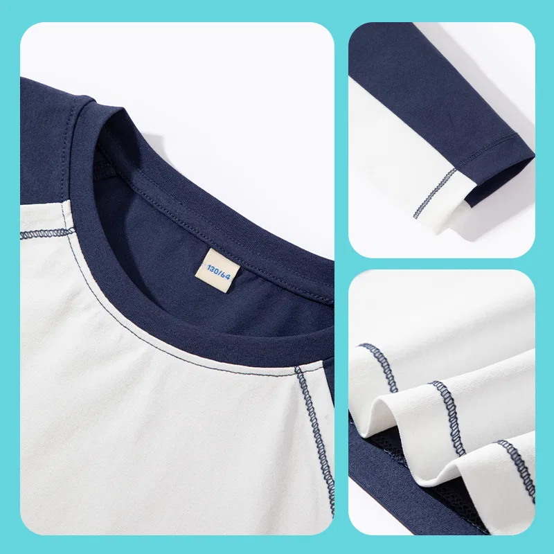 Детская футболка с круглым вырезом Navy Blue/Blue Black Text WARRIOR — фото 4