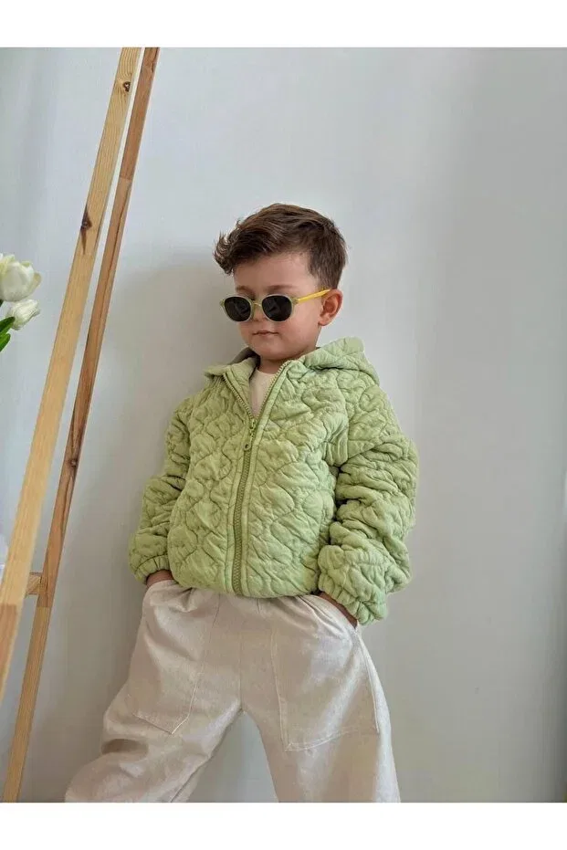 Детское пальто для девочек с капюшоном 1Baby1Cat, Green — фото 2