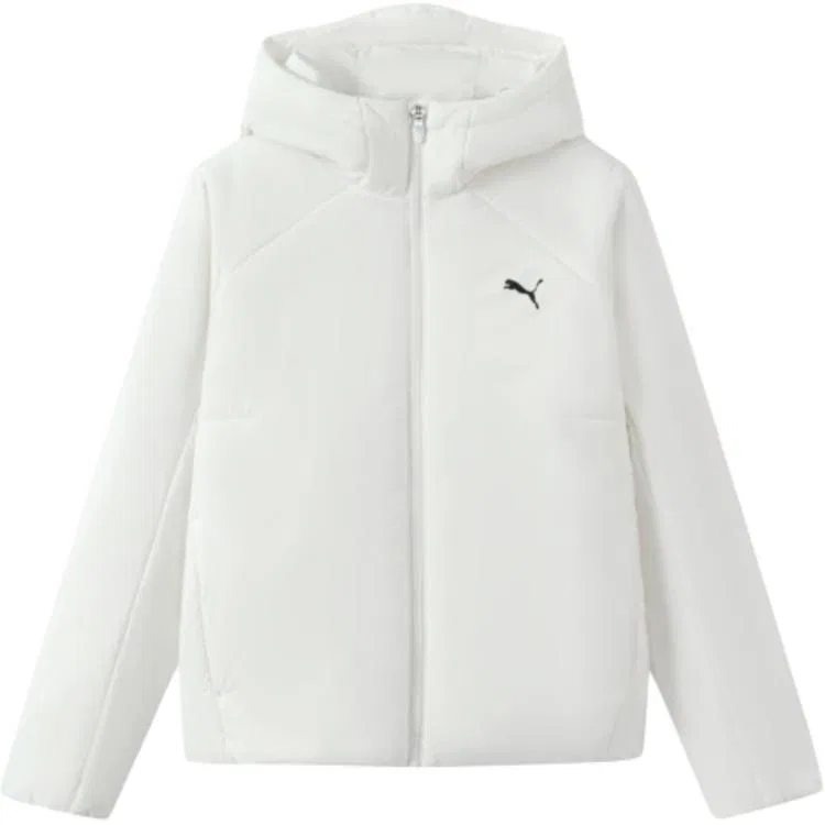 Детский утепленный пуховик с капюшоном, средняя посадка, Raw White 10101, PUMA