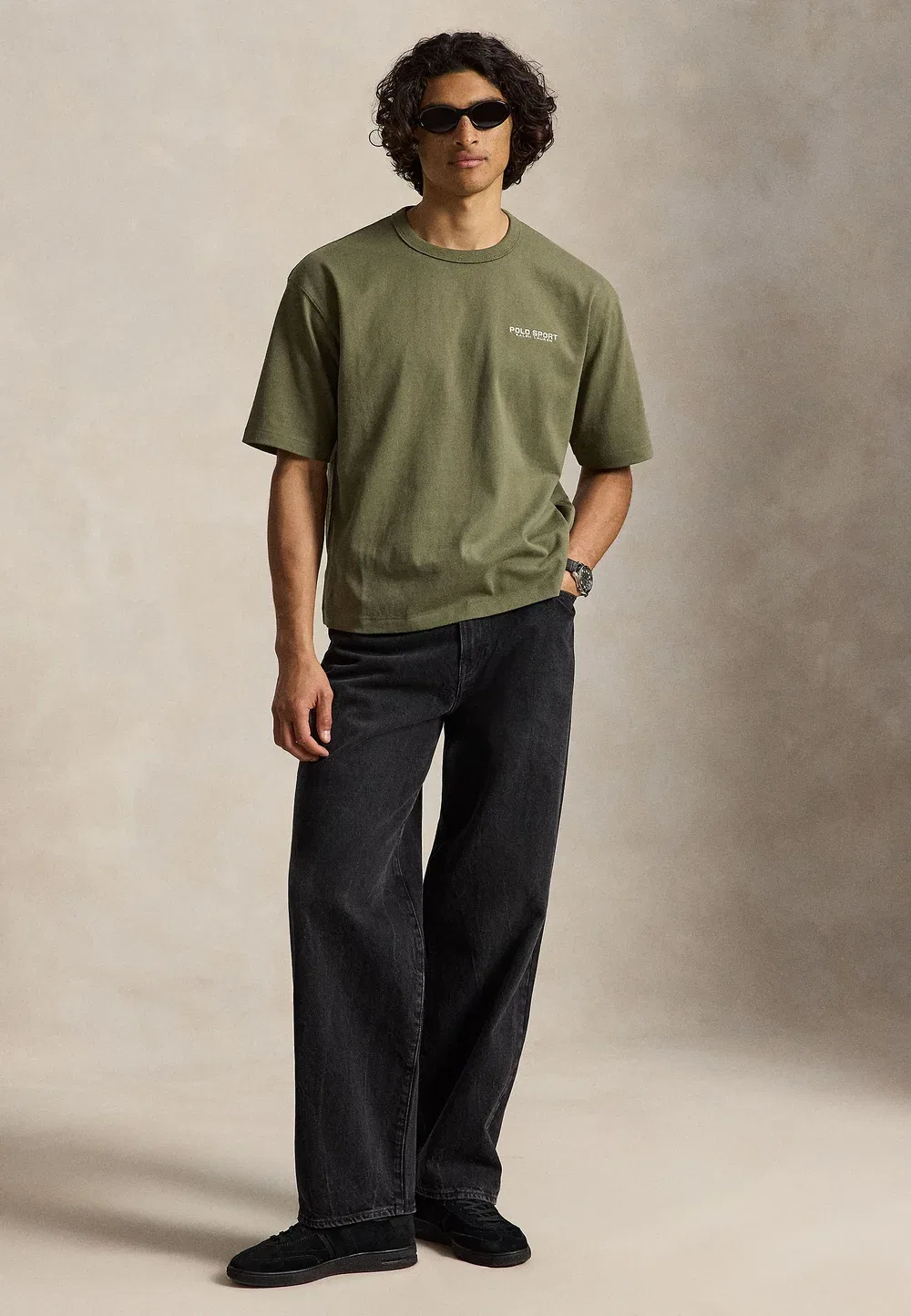 Футболка-Поло свободного кроя, унисекс, с принтом Polo Ralph Lauren, Cruise Olive — фото 2
