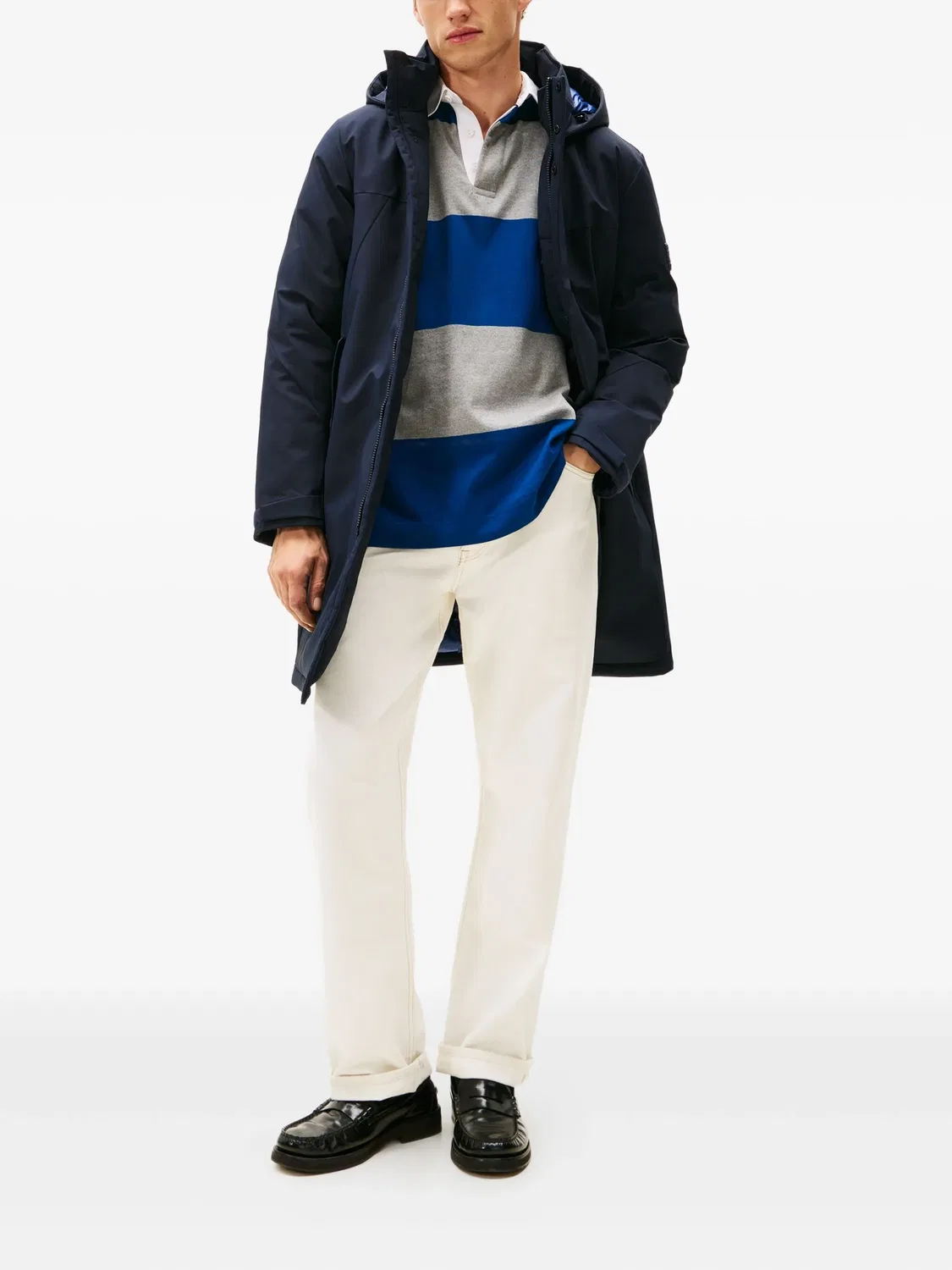 Пуховик с капюшоном и логотипом Tommy Hilfiger, темно-синий — фото 2
