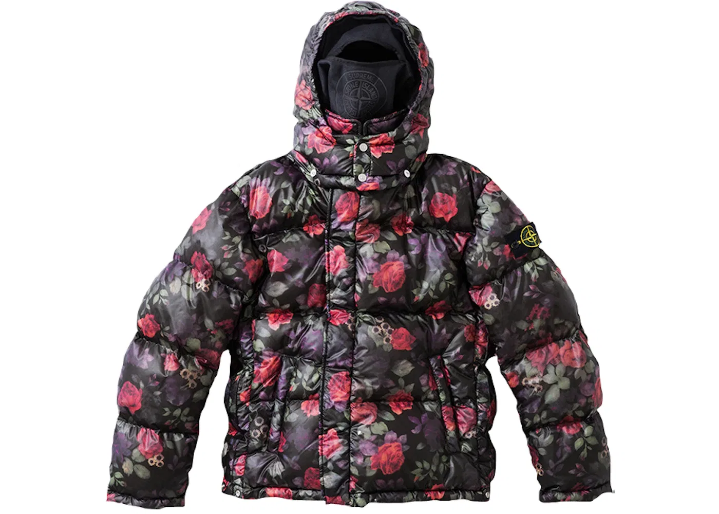 Мужская куртка с принтом Supreme Stone Island Lamy Cover Stampato Puffy Jacket Black