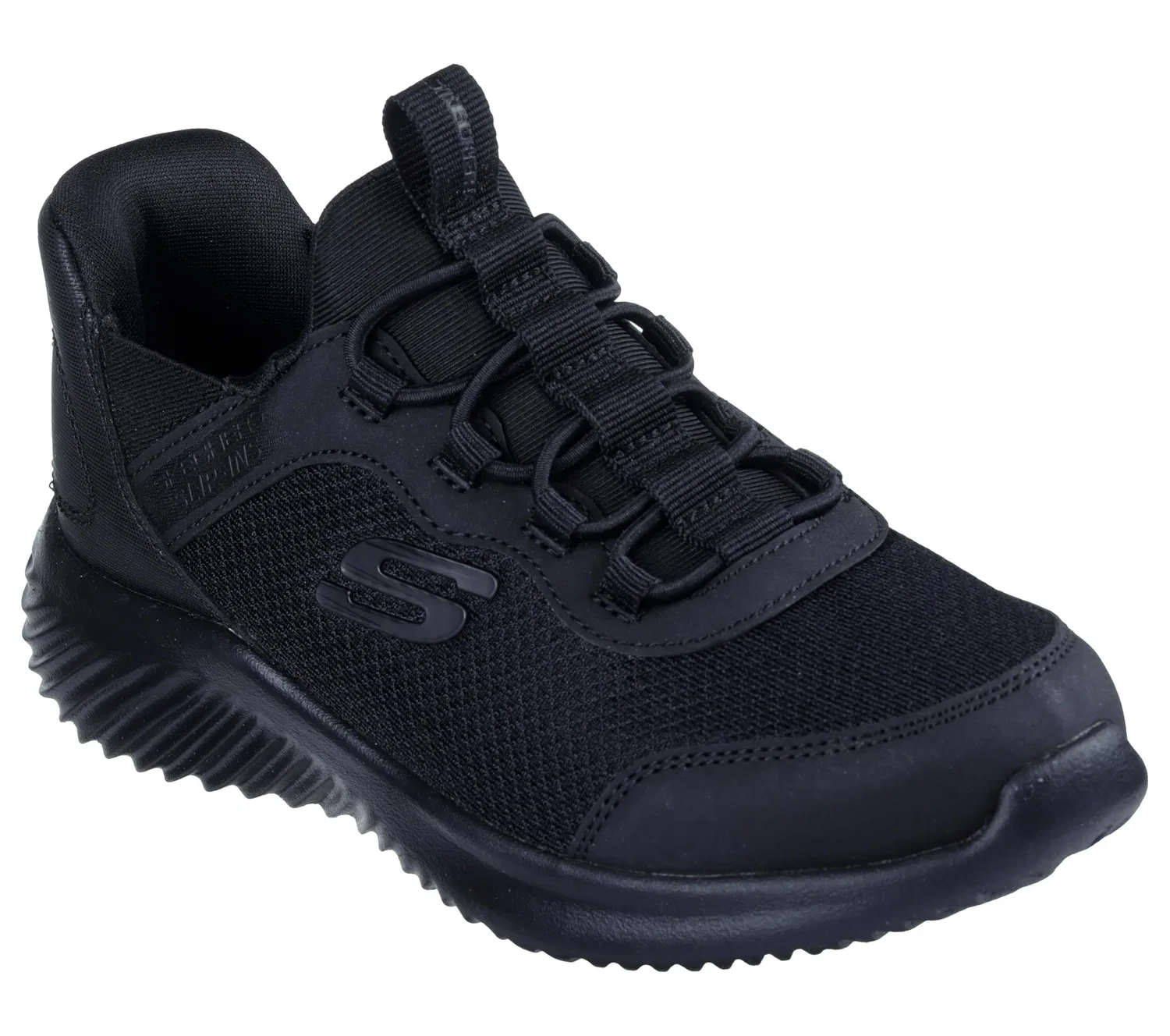 Детские кроссовки для мальчиков с воздушно-охлаждающей пеной Brisk-burst Bounder Skechers, Black Synthetic Textile Black Trim — фото 4