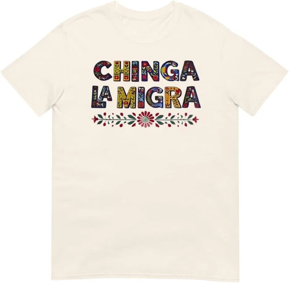 Мужская футболка с принтом Vintage Chinga La Migra Anti Ice, натуральный