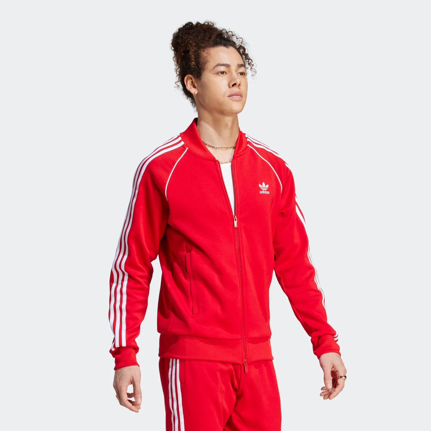 Мужская тренировочная куртка с ретро-дизайном Adidas Originals, Better Scarlet/White — фото 3