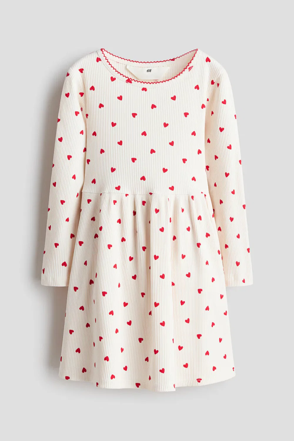 Платье из хлопка с принтом H&M, Cremefarben/Herzen