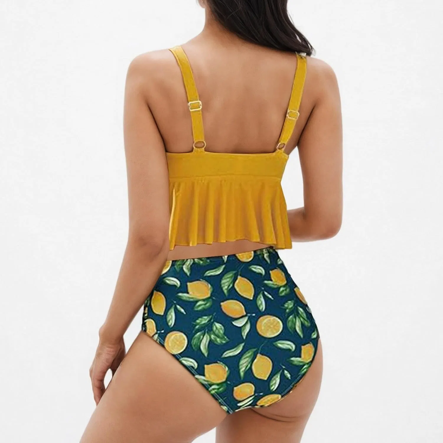 Женский танкини с утягивающим топом High Waisted, Yellow — фото 3