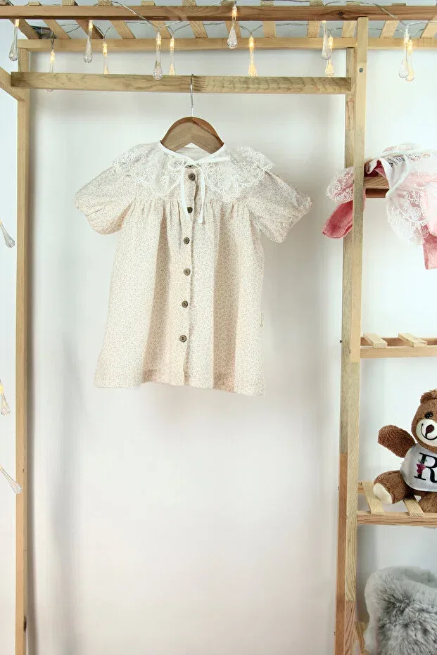 Детское платье для девочек с кружевным воротником Flower Girl Cottovera, Nude Color — фото 2