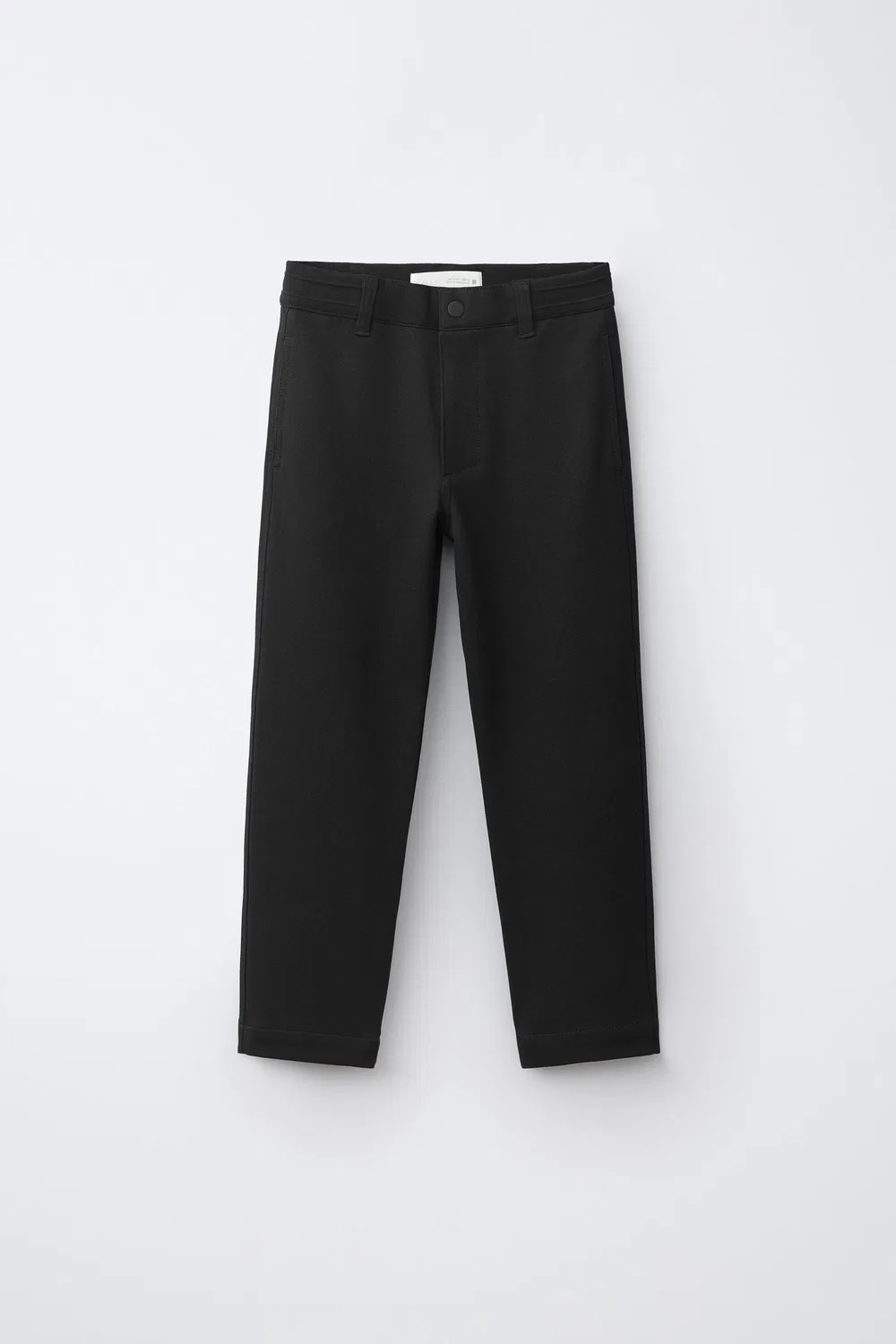 Прямые брюки с ребристым поясом ZARA, Black