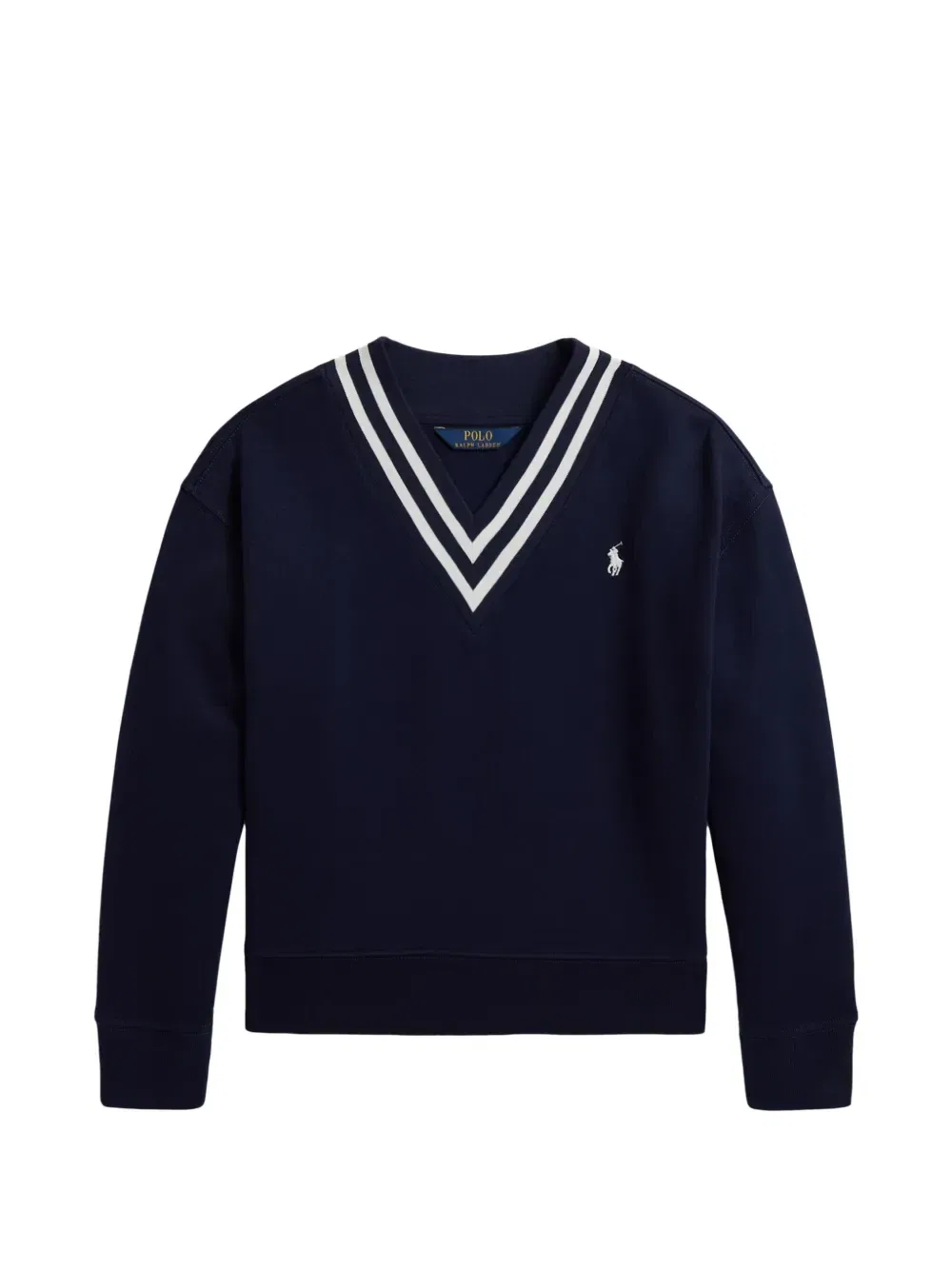 Полосатая толстовка с V-образным вырезом POLO RALPH LAUREN KIDS, синий