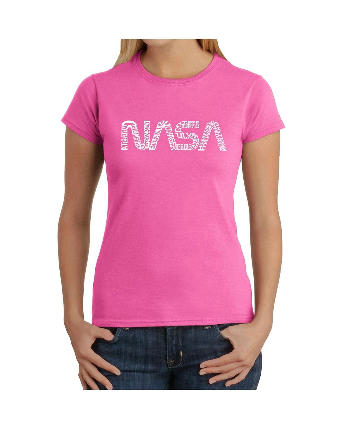 

Женская футболка word art - worm nasa LA Pop Art, розовый