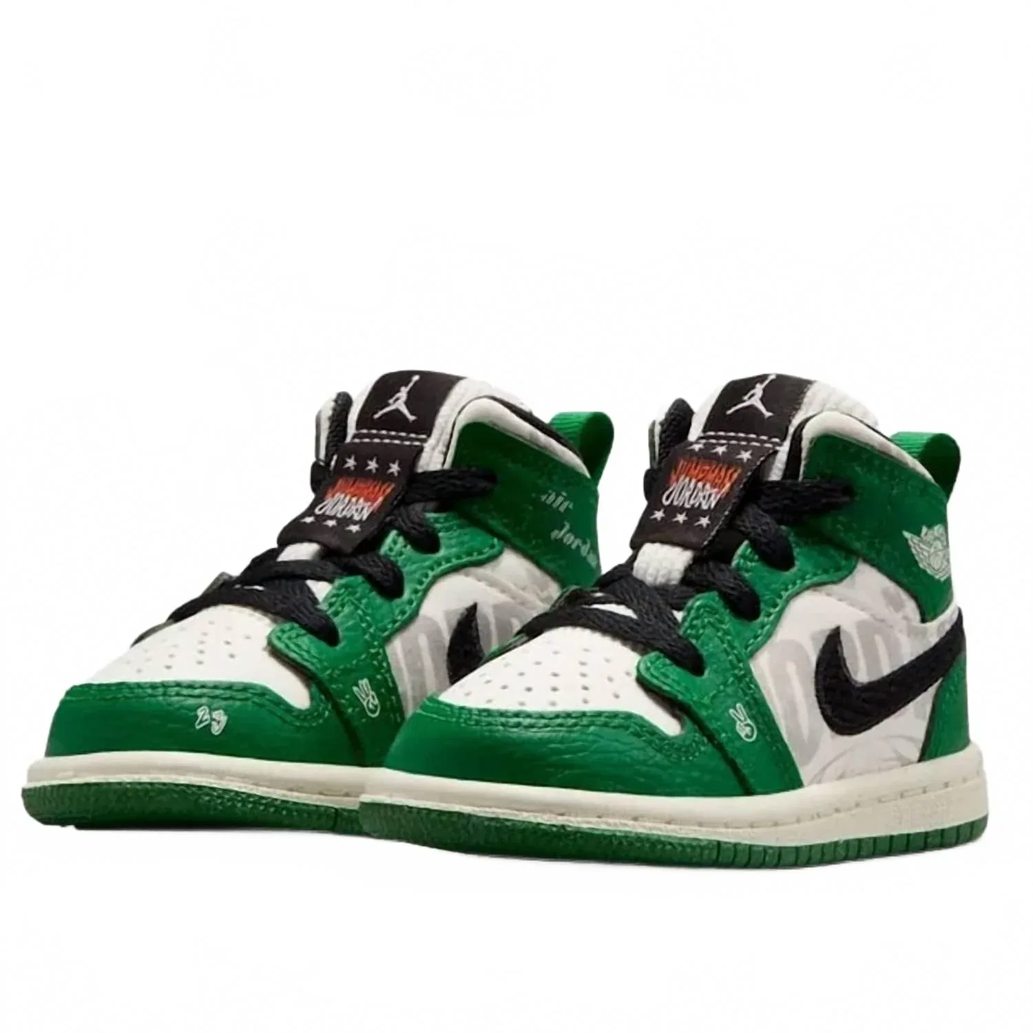 Детские кроссовки Jordan 1 Mid из кожи Nike, Pine Green/Sail-Black — фото 3