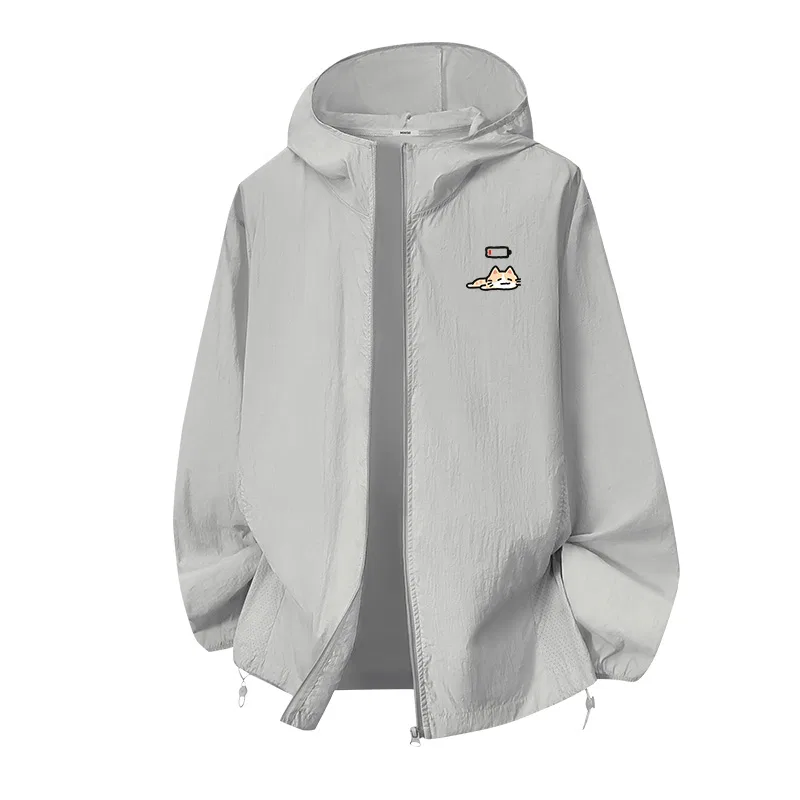Детская ветровка с защитой от солнца MINISO, Concrete Gray (Tired Orange Cat Chest Logo)