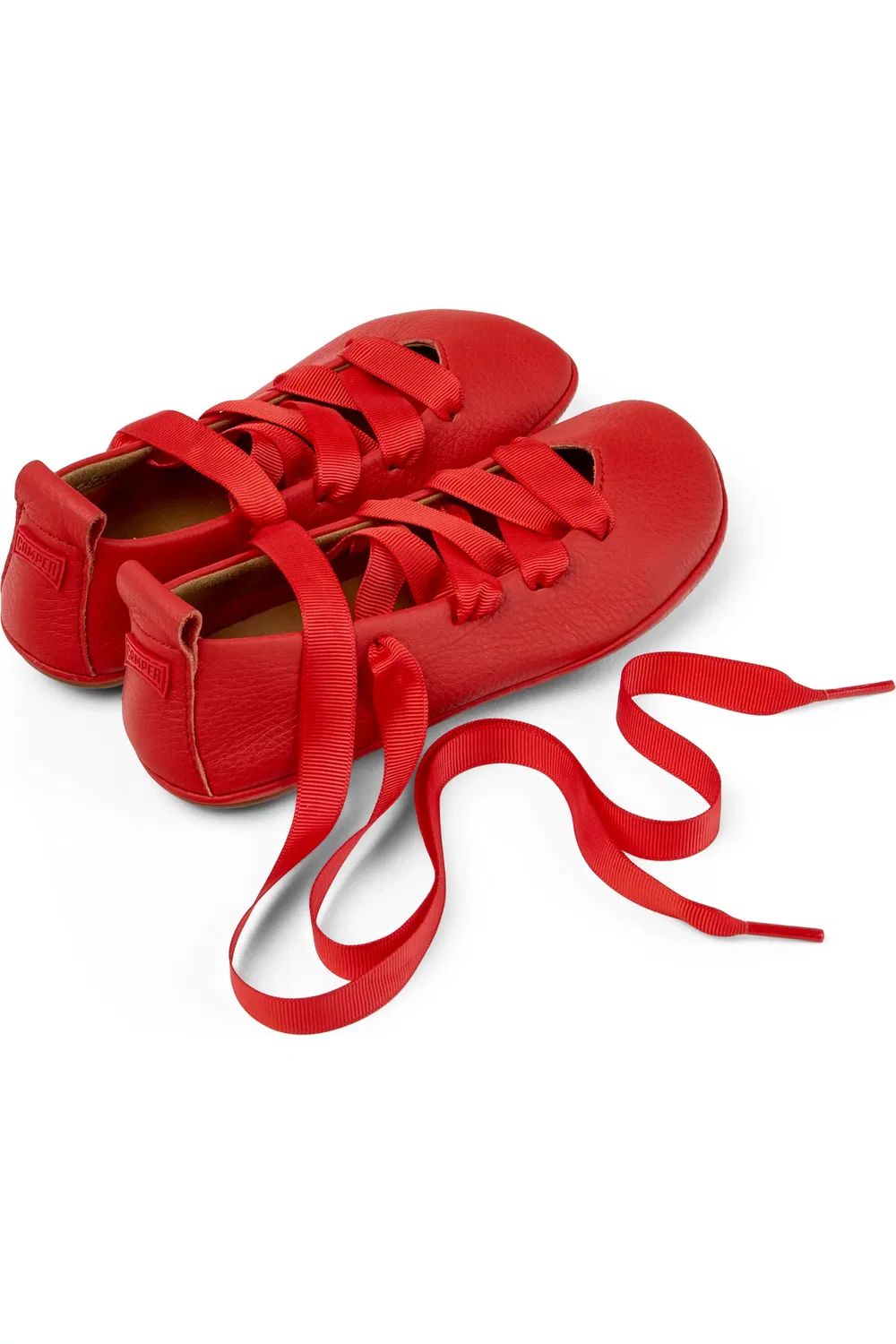 Туфли Балетки детские Camper Right Lace-Up Flat, на шнуровке, Medium Red — фото 2