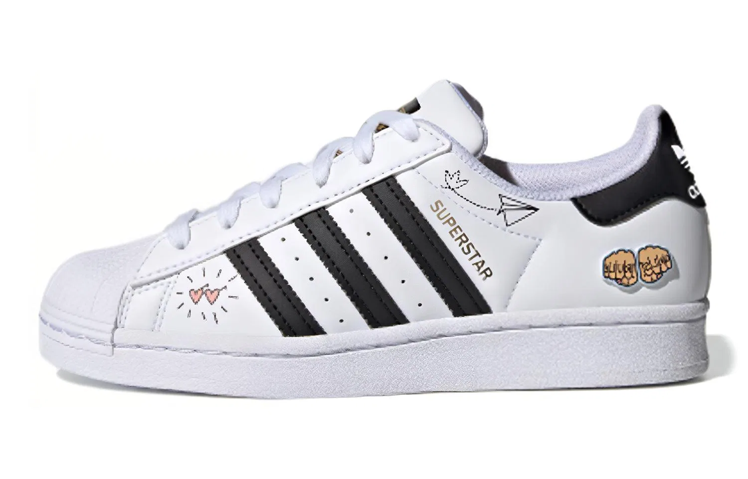 Детские кроссовки для скейтбординга с круглым носком SUPERSTAR J Adidas Originals, White Black Blue