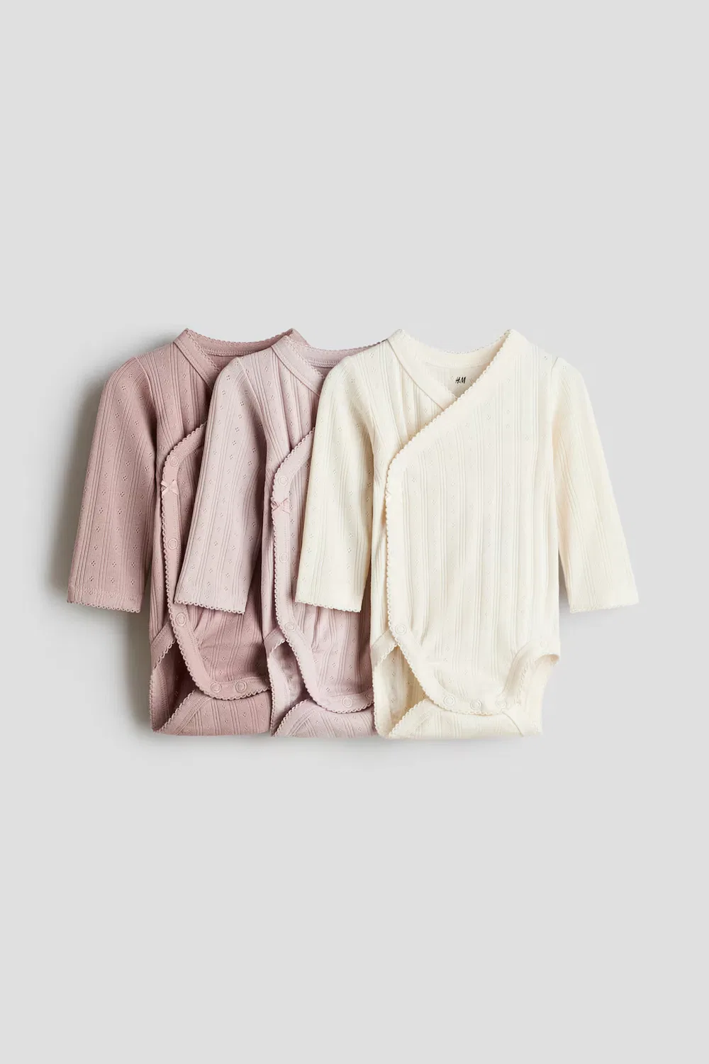 Комплект из 3 боди-обертываний H&M, Helles Mattrosa/Cremefarben