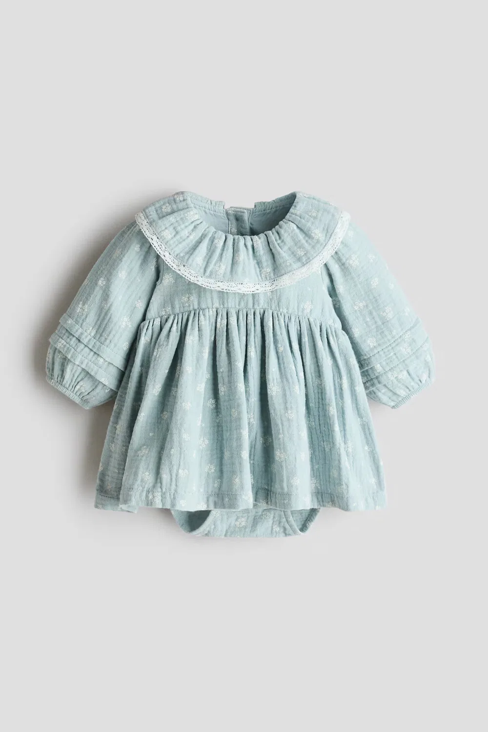 Хлопковый муслиновый боди H&M, Helltürkis/Geblümt