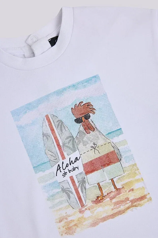 Детская футболка для мальчиков с принтом Bg store baby boy white tshirt Gb Baby, White — фото 3