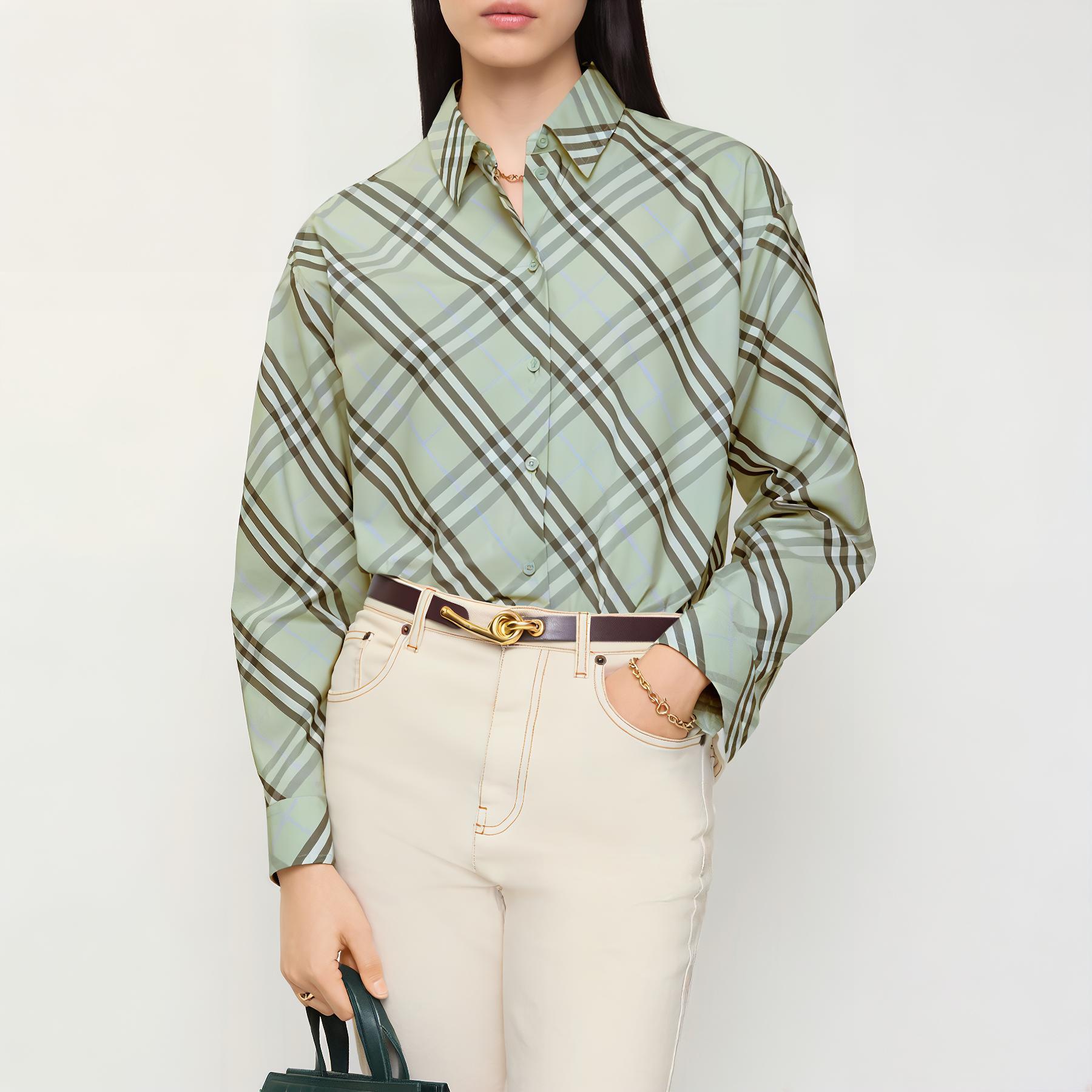 Рубашка Burberry Хлопковая, Sea Foam Green — фото 2