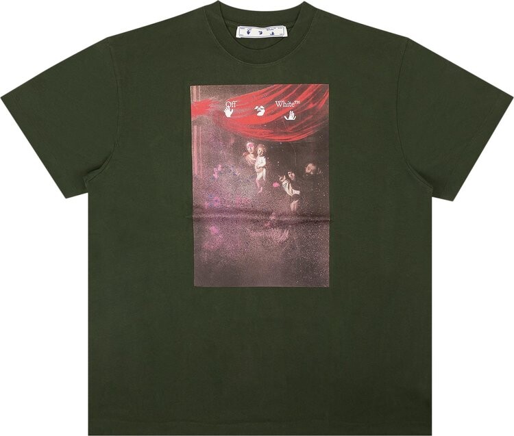 

Футболка Off-White Sprayed Caravaggio Short-Sleeve Over Tee 'Green/White', зеленый