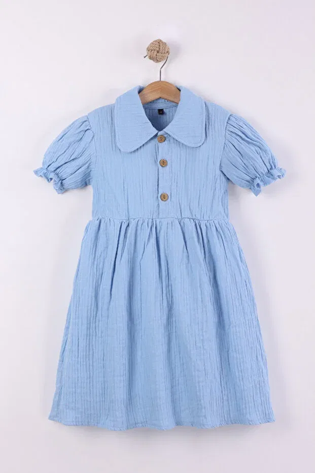 Детское платье для девочек хлопковое Pollito, Baby Blue — фото 4
