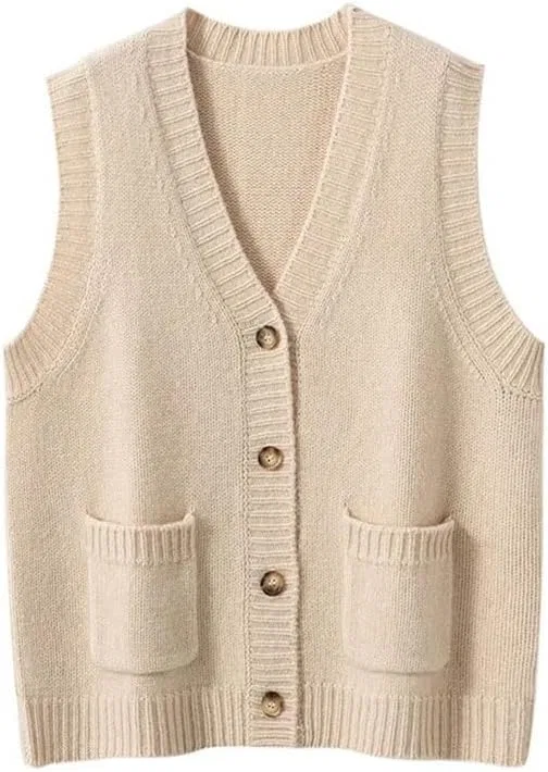 Женский жилет без рукавов, V-образный вырез, с карманами, Middle Gray Vest — фото 3