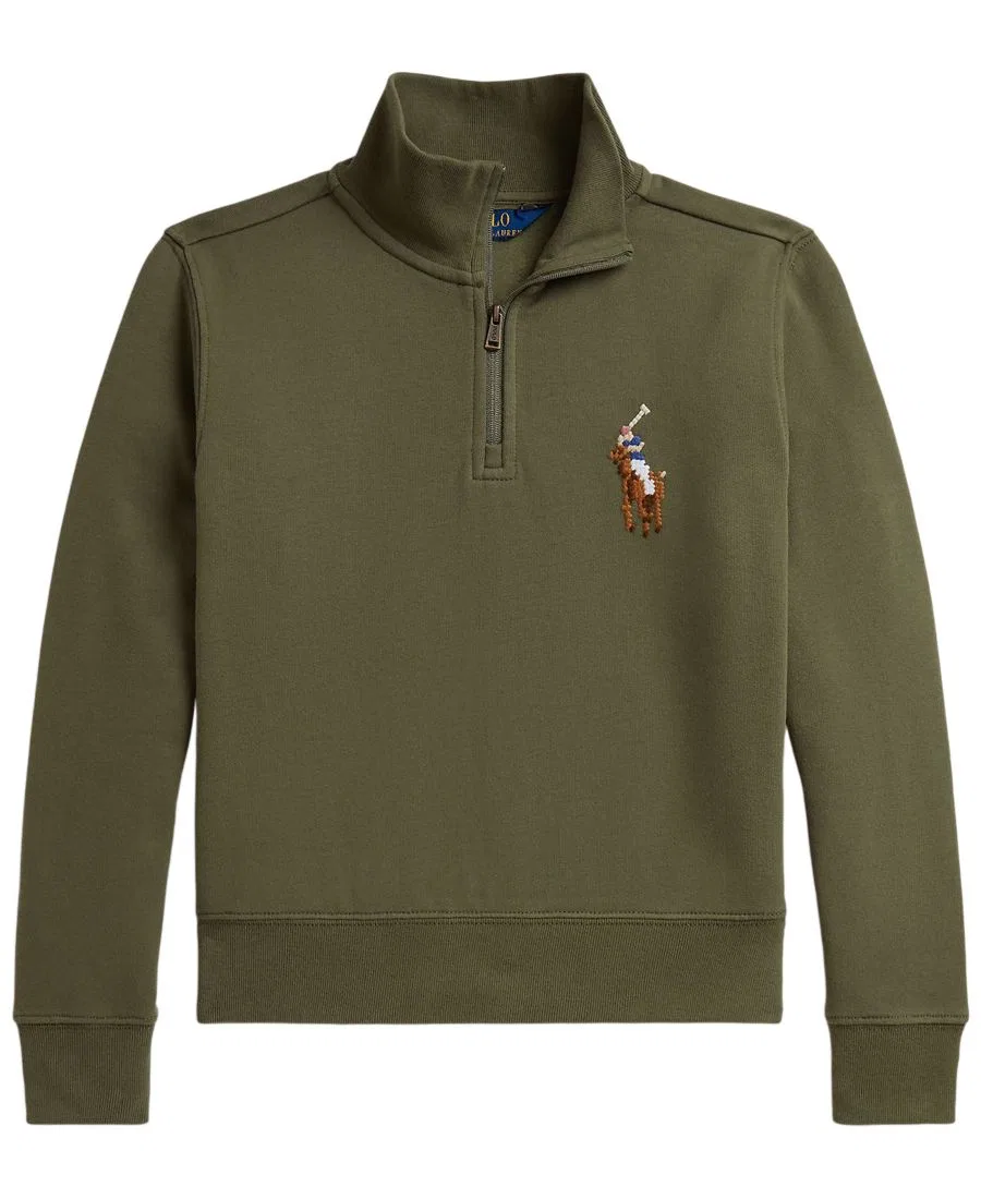 Свитшот с длинным рукавом, quarter-zip, с вышивкой Polo Ralph Lauren, Cruise Olive
