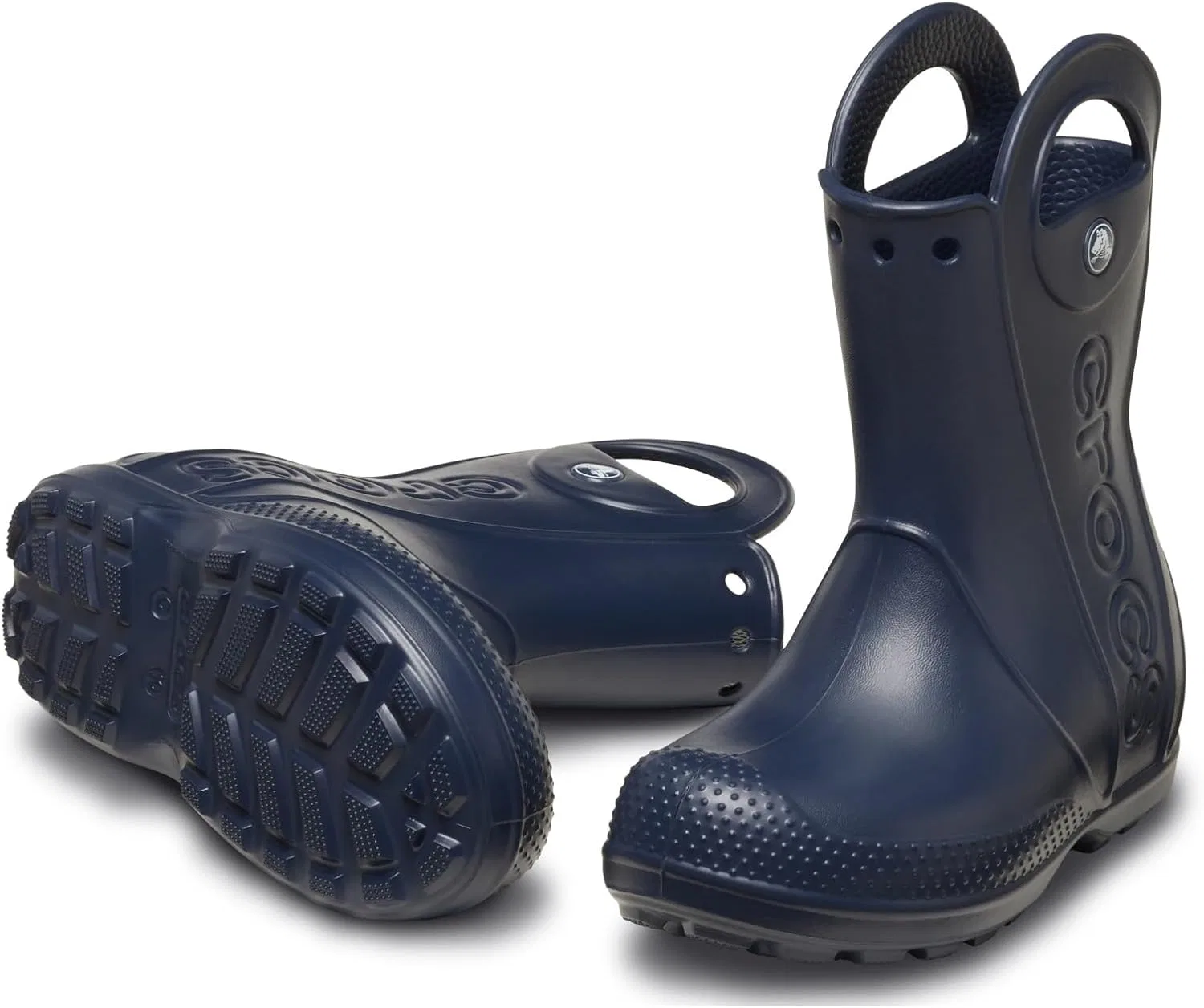 Детские дождевые сапоги для мальчиков с принтом Handle It Rain Boots Crocs, Navy Blue — фото 2