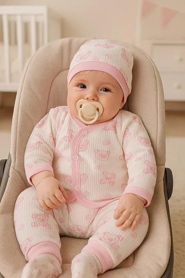 Детский комплект с принтом Baby Bear Set of 3 Mbk Garden, Light Pink