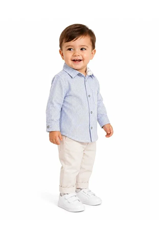 Детская рубашка для мальчиков с длинным рукавом Isis baby boy striped shirt Outlet, Blue