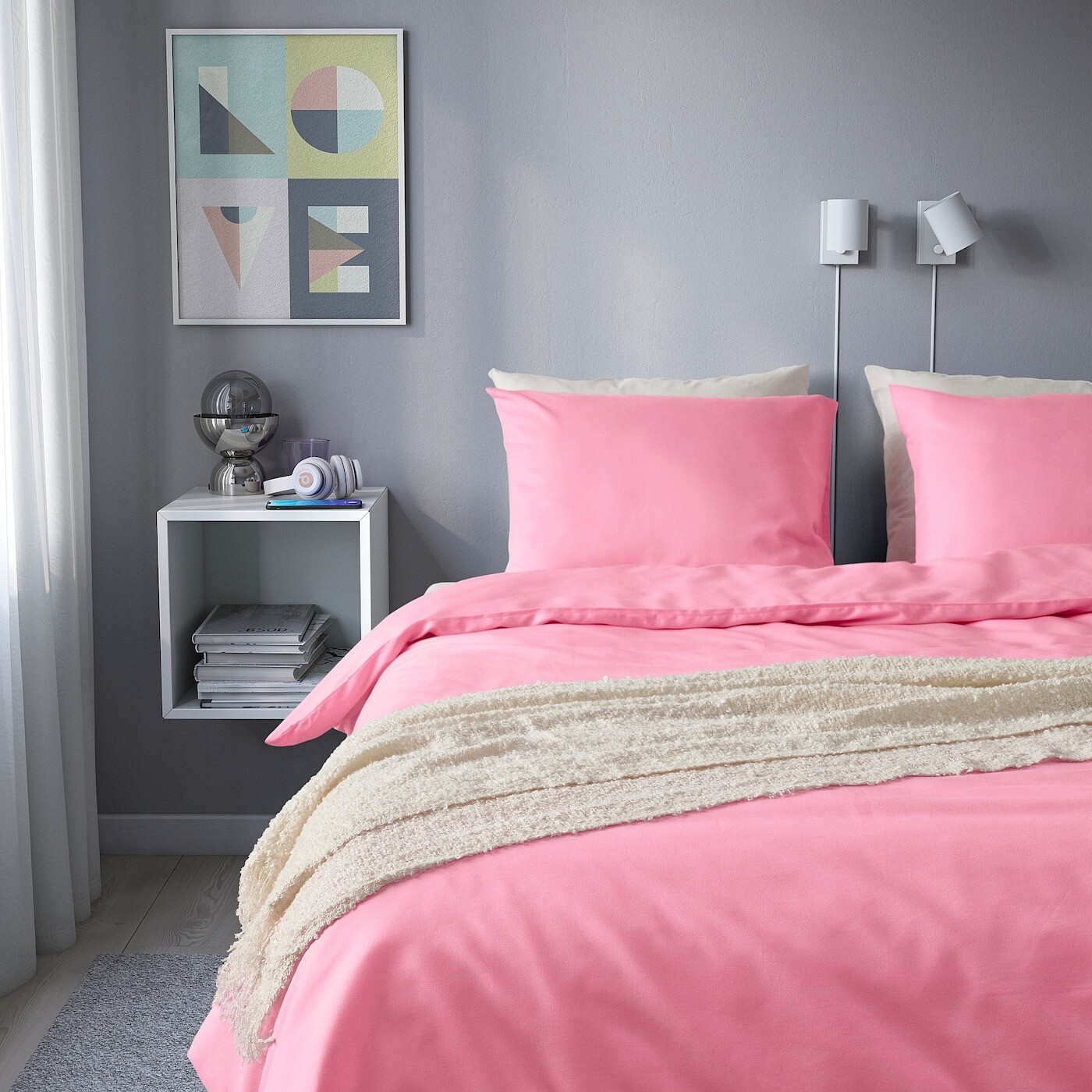 Комплект постельного белья Ikea Piltandvinge, 2 предмета, 150х200/50x60 см, светло-розовый — фото 4