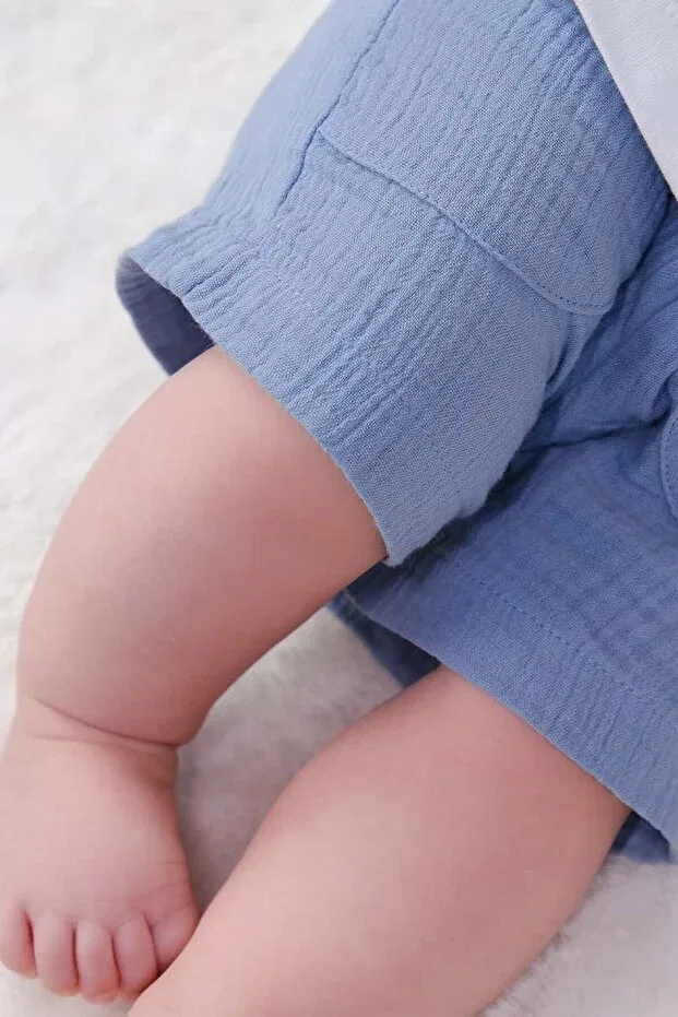 Детские шорты для девочек хлопковые Little Gusto, Blue — фото 3