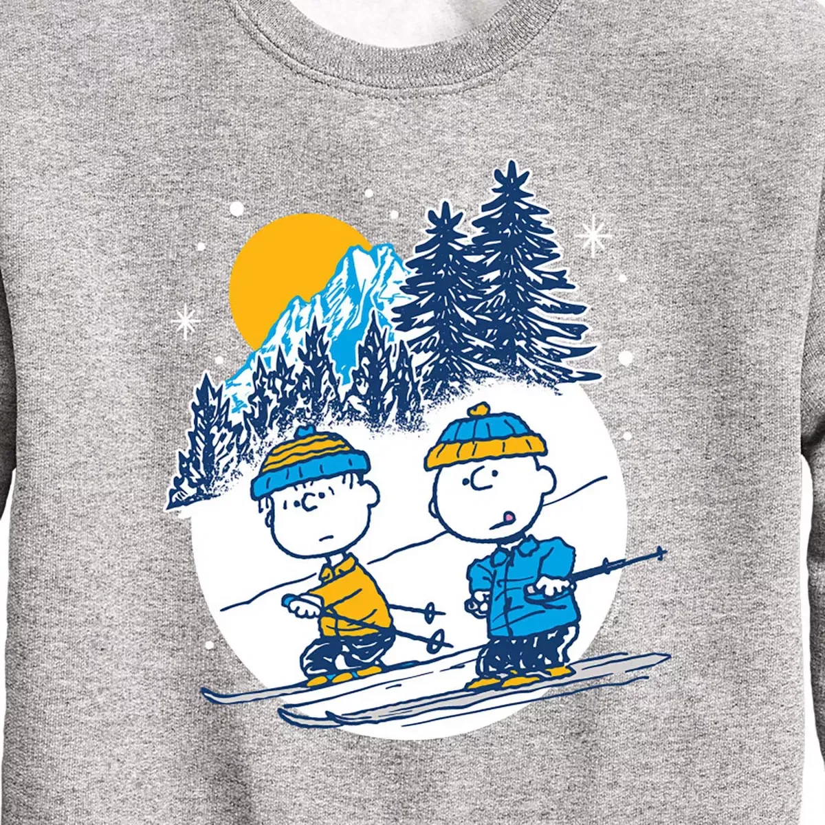 Детское худи с принтом Charlie Brown And Linus Skiing Peanuts, Navy — фото 2
