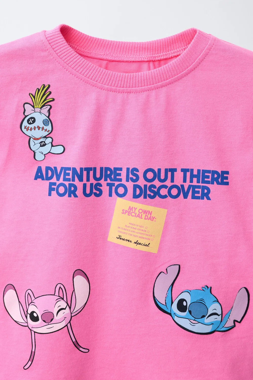 Футболка с принтом «Лило и Стич» Disney ZARA, Neon Pink — фото 3