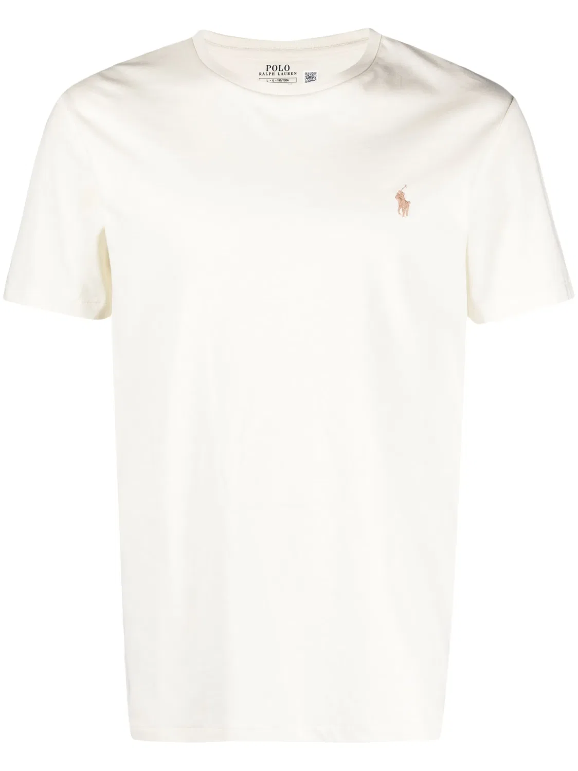 Футболка из хлопка с вышитым Пони Polo Ralph Lauren, кремово-белый