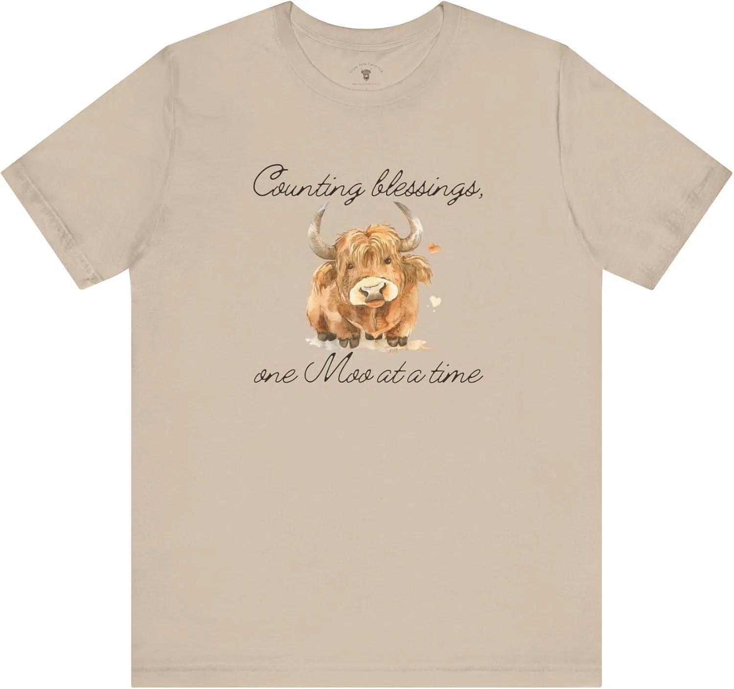 Женская футболка с принтом Highland cow Bella Canvas 3001, Tan
