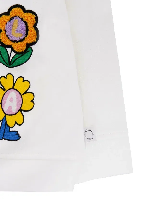 Свитшот с флоральным принтом Girocollo Stella Mccartney Kids, ivory, слоновая кость — фото 3