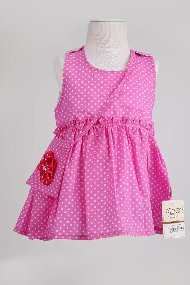 Детское платье для девочек с принтом в горошек Pino Baby, Fuchsia — фото 2