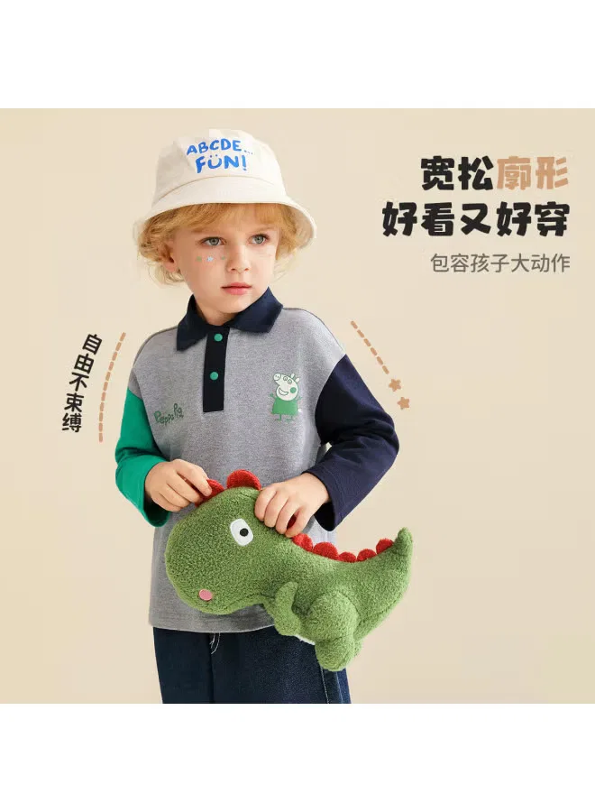 Лонгслив с контрастным воротником Peppa Pig, светло-серый — фото 4