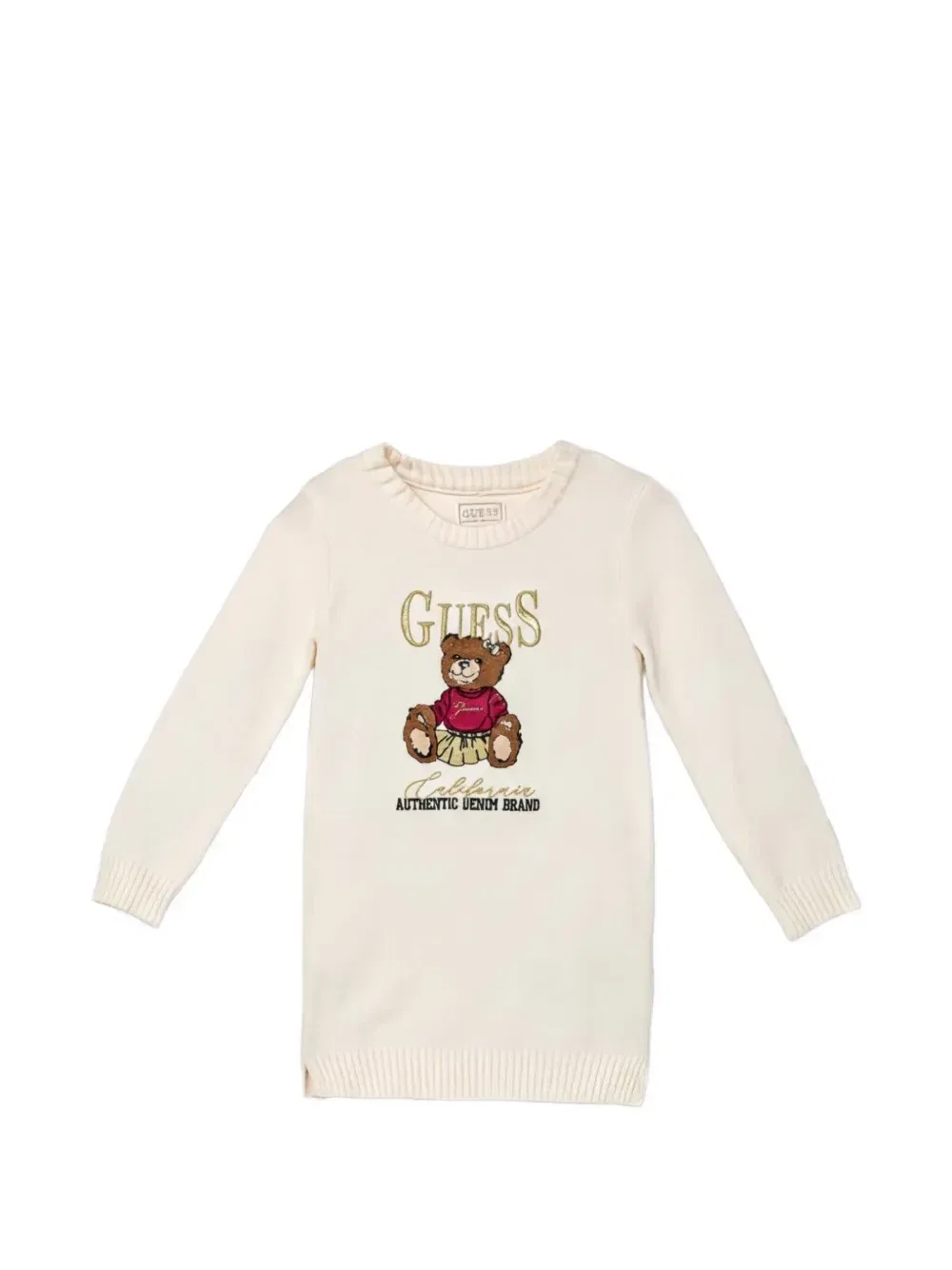 Платье с вышитым мишкой Guess Kids, бежевый