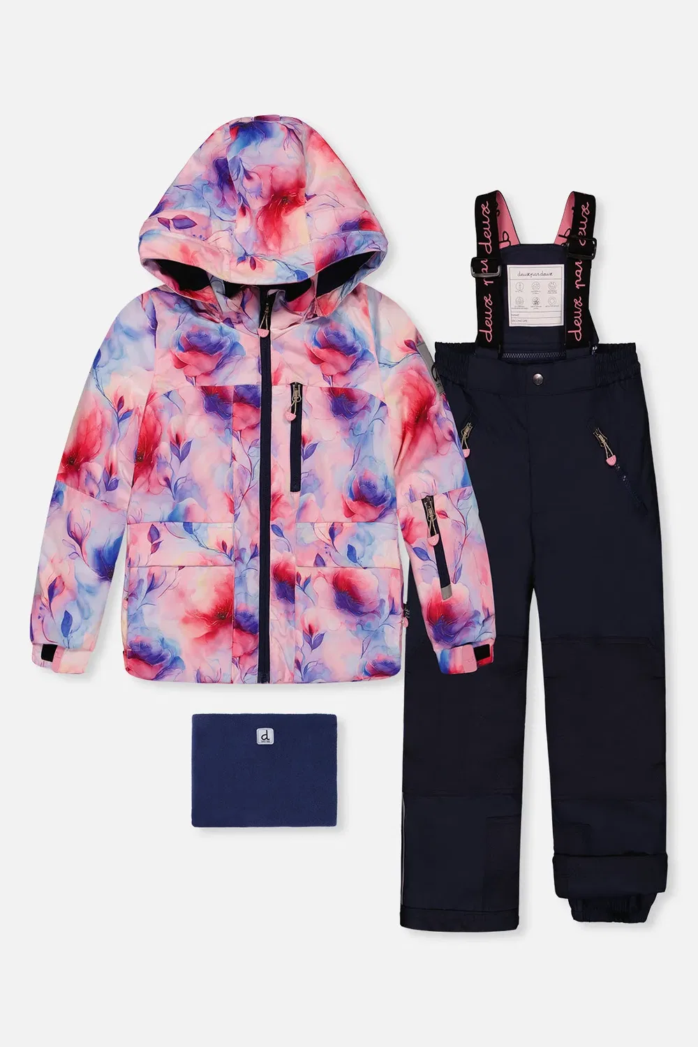 Детский зимний комплект из двух предметов с цветочным принтом Deux par Deux, Mauve Watercolor Floral Print