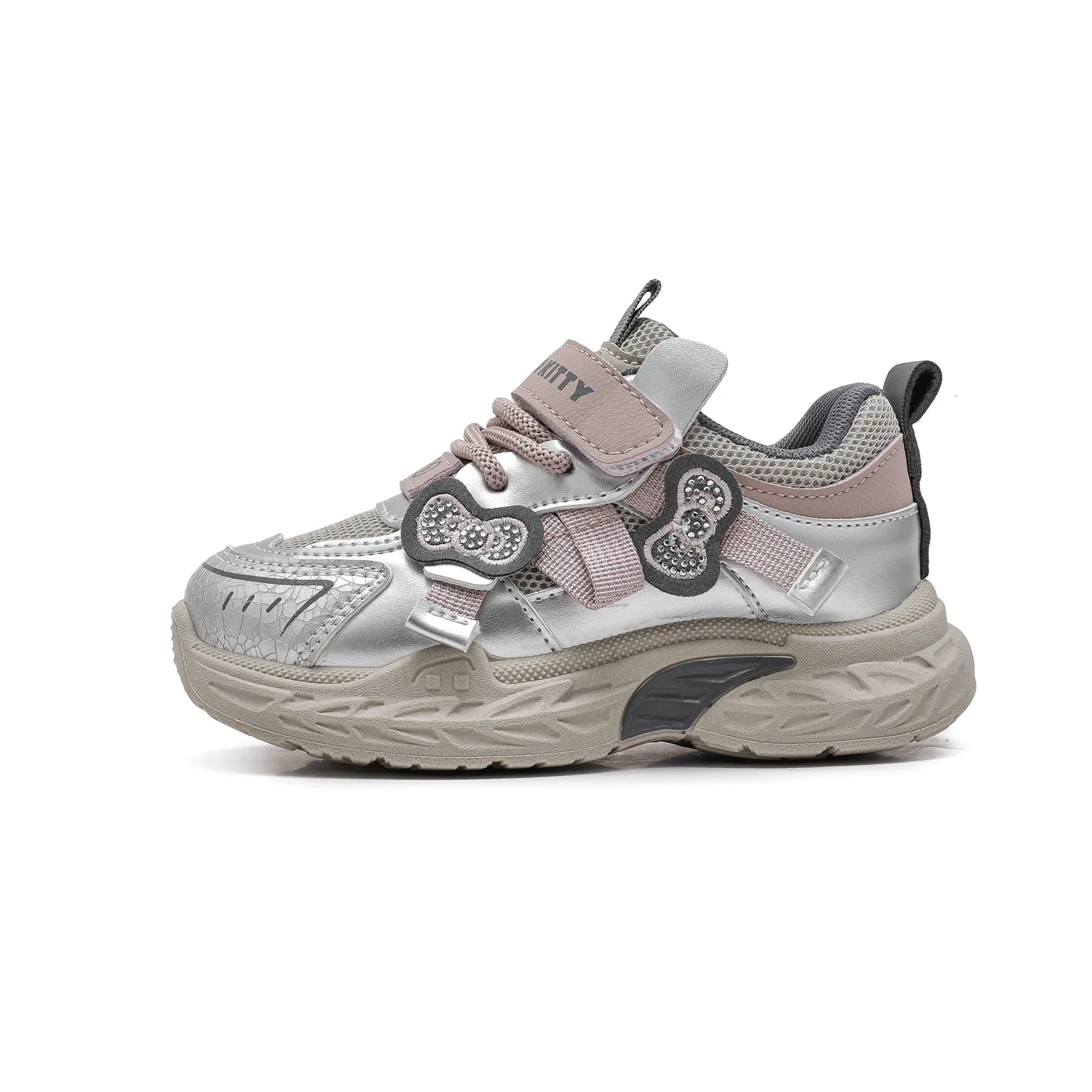 Детские кежуал-кроссовки с принтом Hello Kitty Sanrio, Silver/Pink