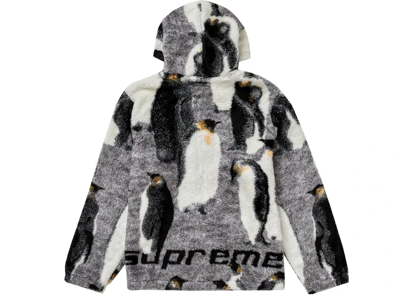 Мужская куртка из флиса с принтом Supreme Hooded Fleece Jacket, Black — фото 2