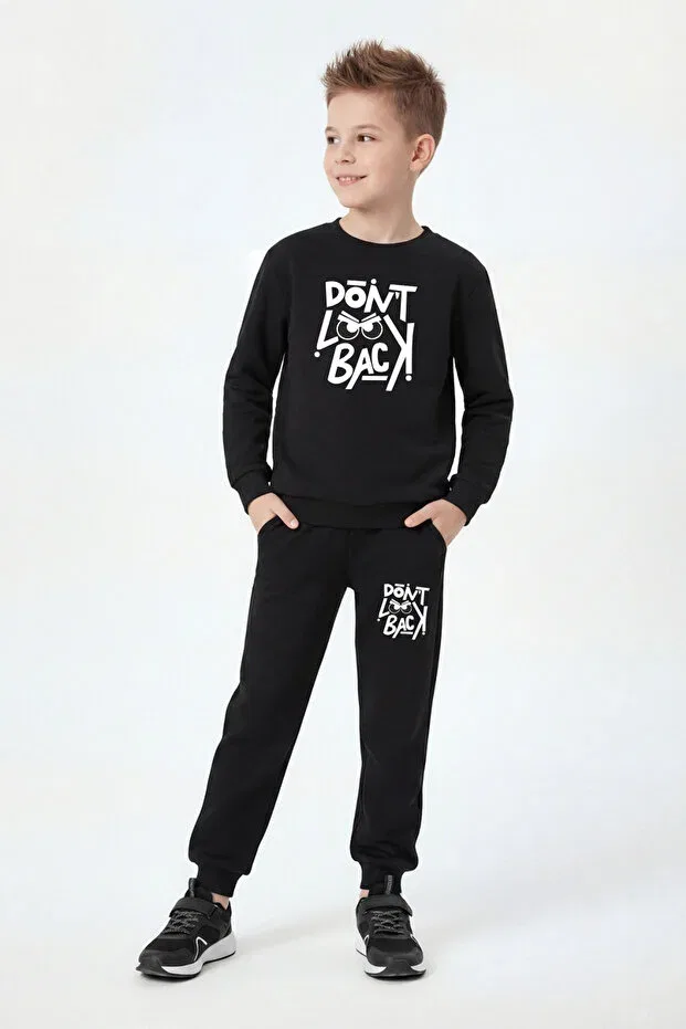 Детский комплект спортивных костюмов для мальчиков с принтом Fyk Kids, Black-Blue-Grey — фото 2