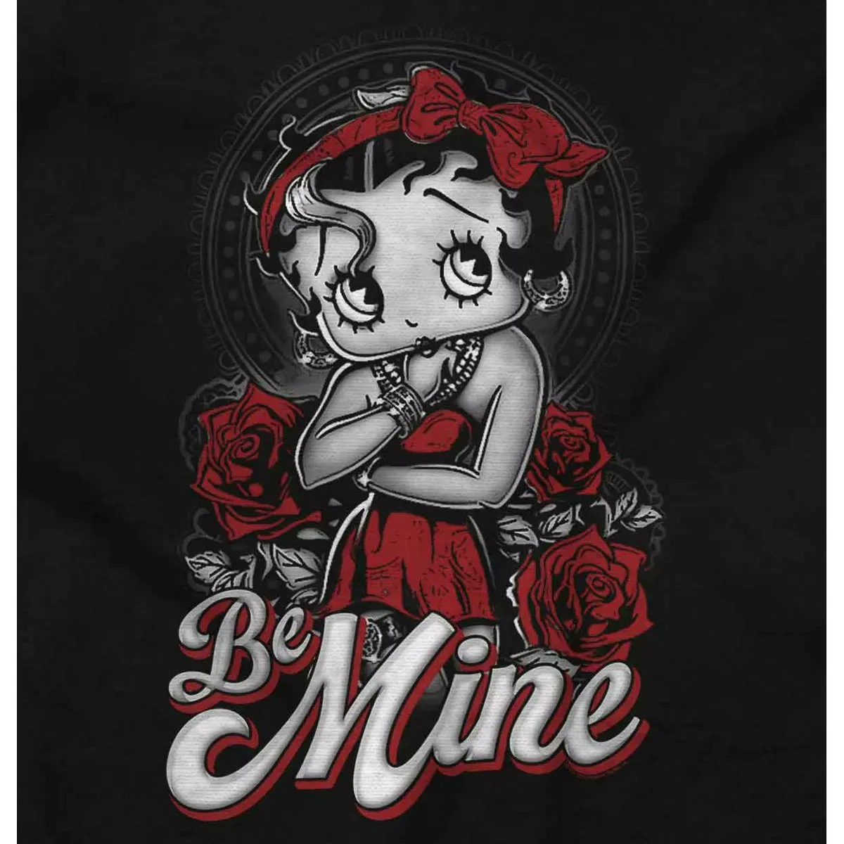 Детское боди-комбинезон для девочек с принтом Vintage Betty Boop Roses Be Mine Brisco Brands, Black — фото 2