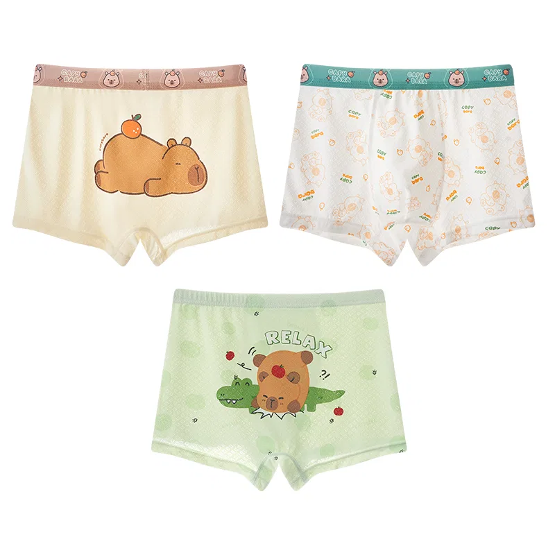 Детские боксеры Ice Silk Boxer Briefs Red bean, 3-Pack, Grey Green White — фото 3
