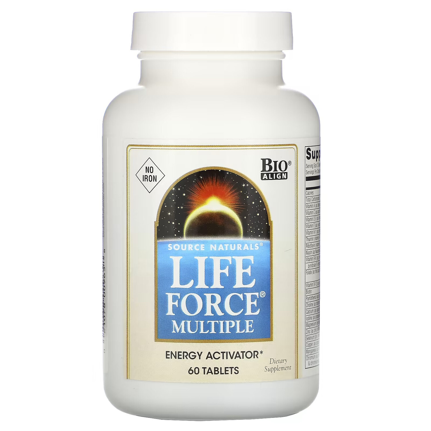 

Source Naturals, Мультивитамин Life Force, не содержит железо, 60 таблеток